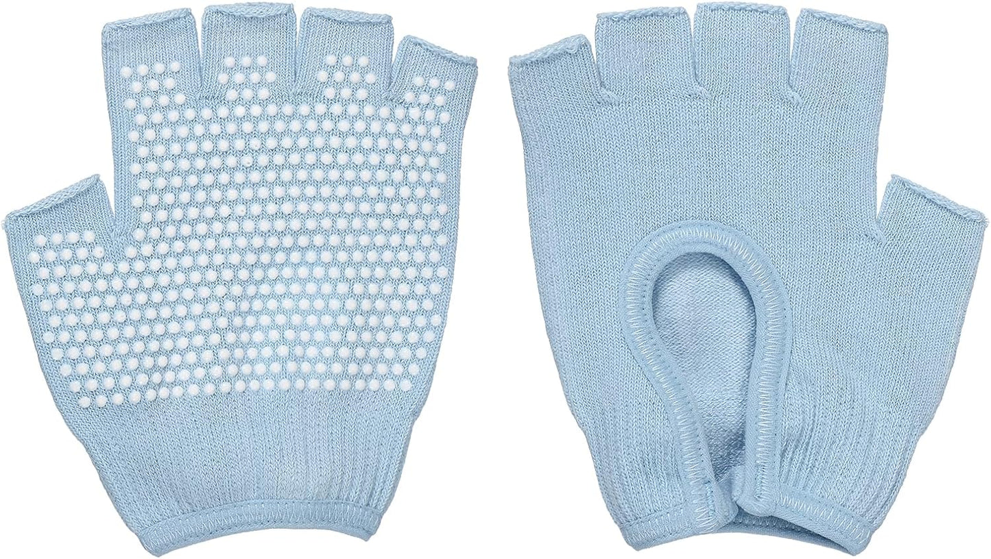 Yoga Gloves, Non Slip Fingerless Pilates Gloves Breathable Exercise Workout Mittens