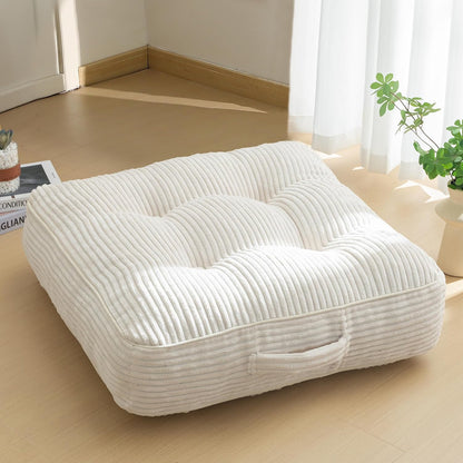 HIGOGOGO Floor Pillow Cushion for Adults, Meditation Cushion Pillow, Large Square Floor Sitting, Tufted Corduroy Cover, for Tatami Living Room or Yoga, 22x22 Inch, Dark Grey
