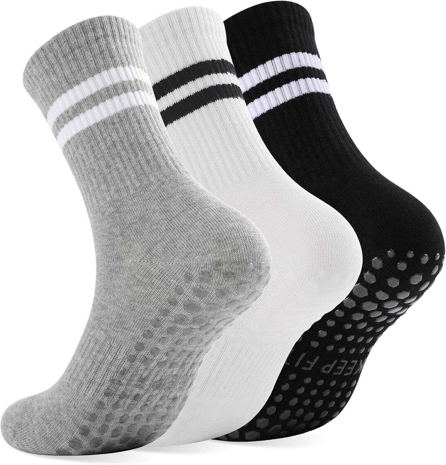 loudashuaiqi Grip Pilates Socks Non Slip Athletic Yoga Socks with Grips for Women Grippy socks for Hospital Workout Barre