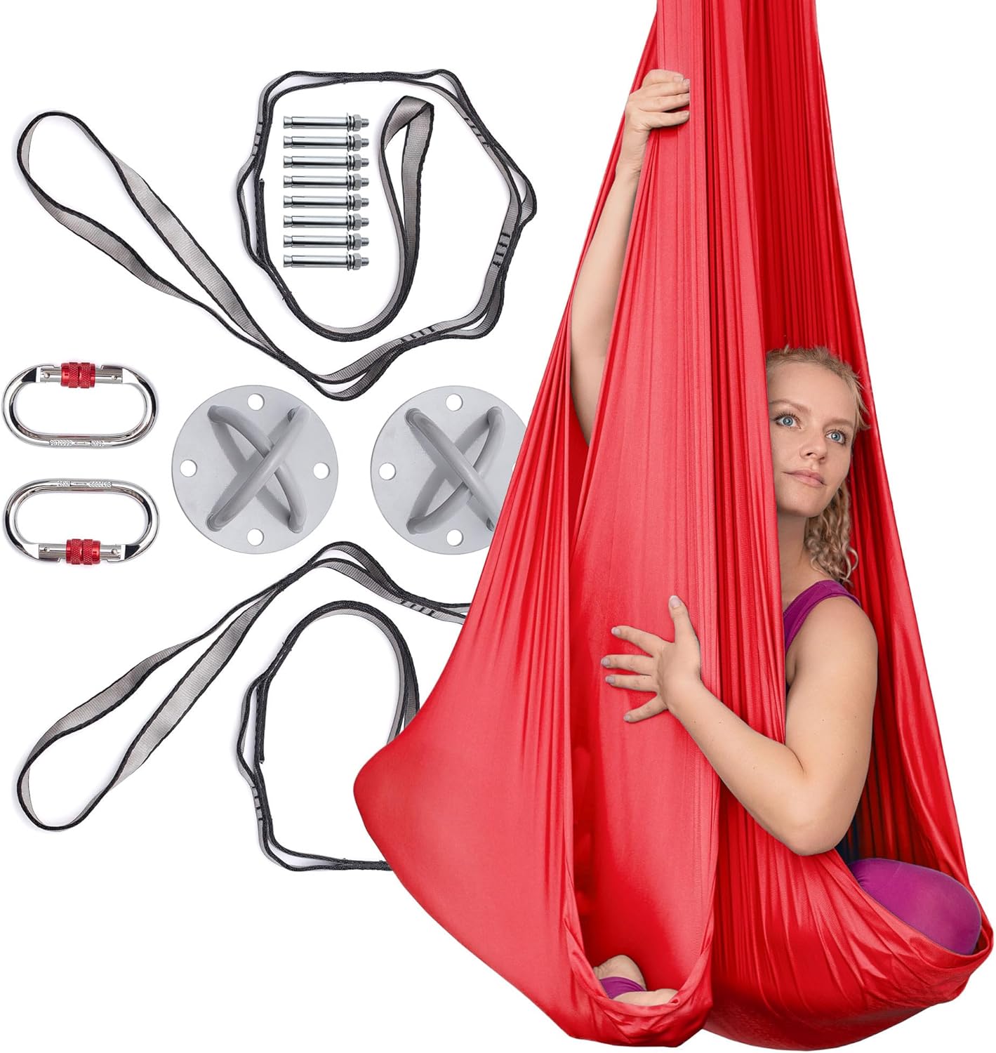 AyuHome Aerial Silks Kit for Home - Premium Yoga Swing for Kids and Adults with 660 lbs Capacity - Versatile Aerial Yoga Hammock for Gymnastics Training