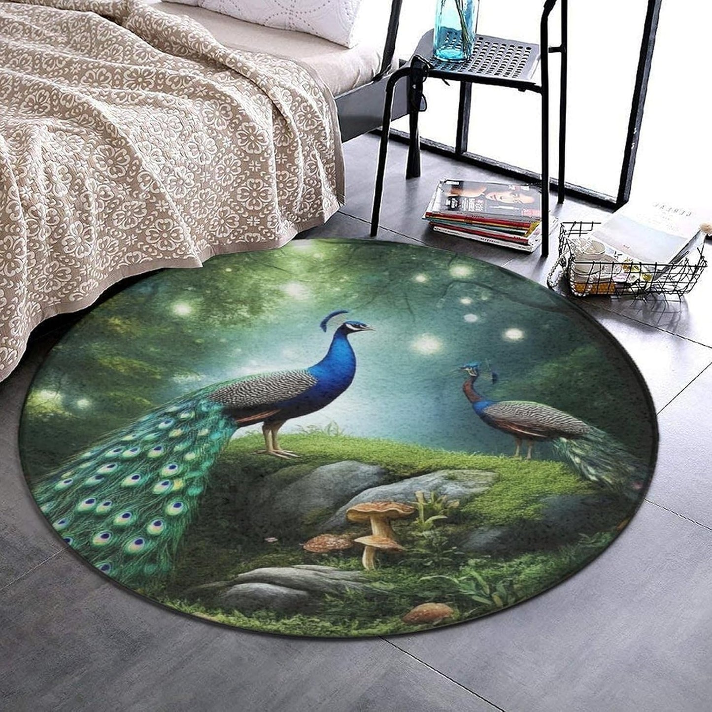 Room Sofa Yoga Soft Round Carpet, Home Decor Non Slip Kitchen Office Circle Rug, Machine Washable Modern Round Area Rug Beach Turtles, 60inch