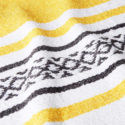 Mexican Blanket by Laguna Beach Textile Co - Beach, Yoga, Camping, or Decorative Throw Blanket - Traditional Handmade Serape (Ivory)