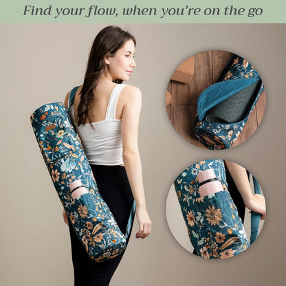 Maison d' Hermine Yoga Mat bag, Cylindrical bag for Woman&Men, yoga mat Bag &Adjustable shoulder straps Yoga Mat Carrier Bag with Drawstring Water Bottle Pocket and zipper pocket Easter Gifts