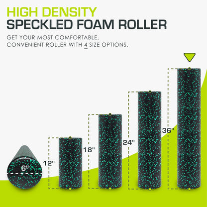 ProsourceFit High Density Foam Rollers 12 - inches long, Firm Full Body Athletic Massage Tool for Back Stretching, Yoga, Pilates, Post Workout Muscle Recuperation, Black