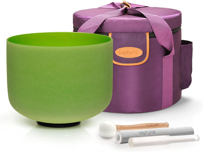 TOPFUND Pink Purple F Note Crystal Singing Bowl Heart Chakra 8 inch with Suede Mallet