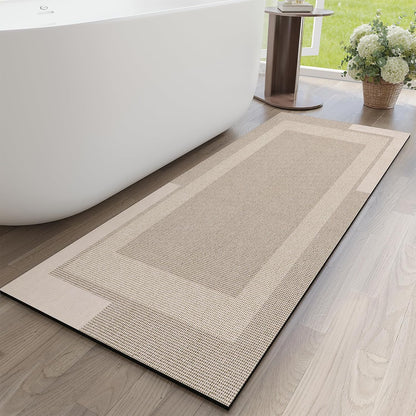 YDKGL Non Slip Long Bath Mat Bathroom Runner, Rubber Backing Ultra Thin Bathroom Rugs Fit Under Door Quick Dry Super Absorbent Washable Bath Rug Shower Mat for Bathtub Sink Floor, Dark Gray 17"x47"