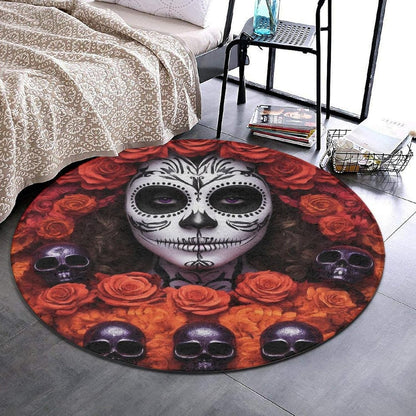 Machine Washable Modern Round Area Rug, Room Sofa Yoga Soft Round Carpet, Home Decor Non Slip Kitchen Office Circle Rug Trippy Rainbow Mushroom Tie Dye Art, 60inch