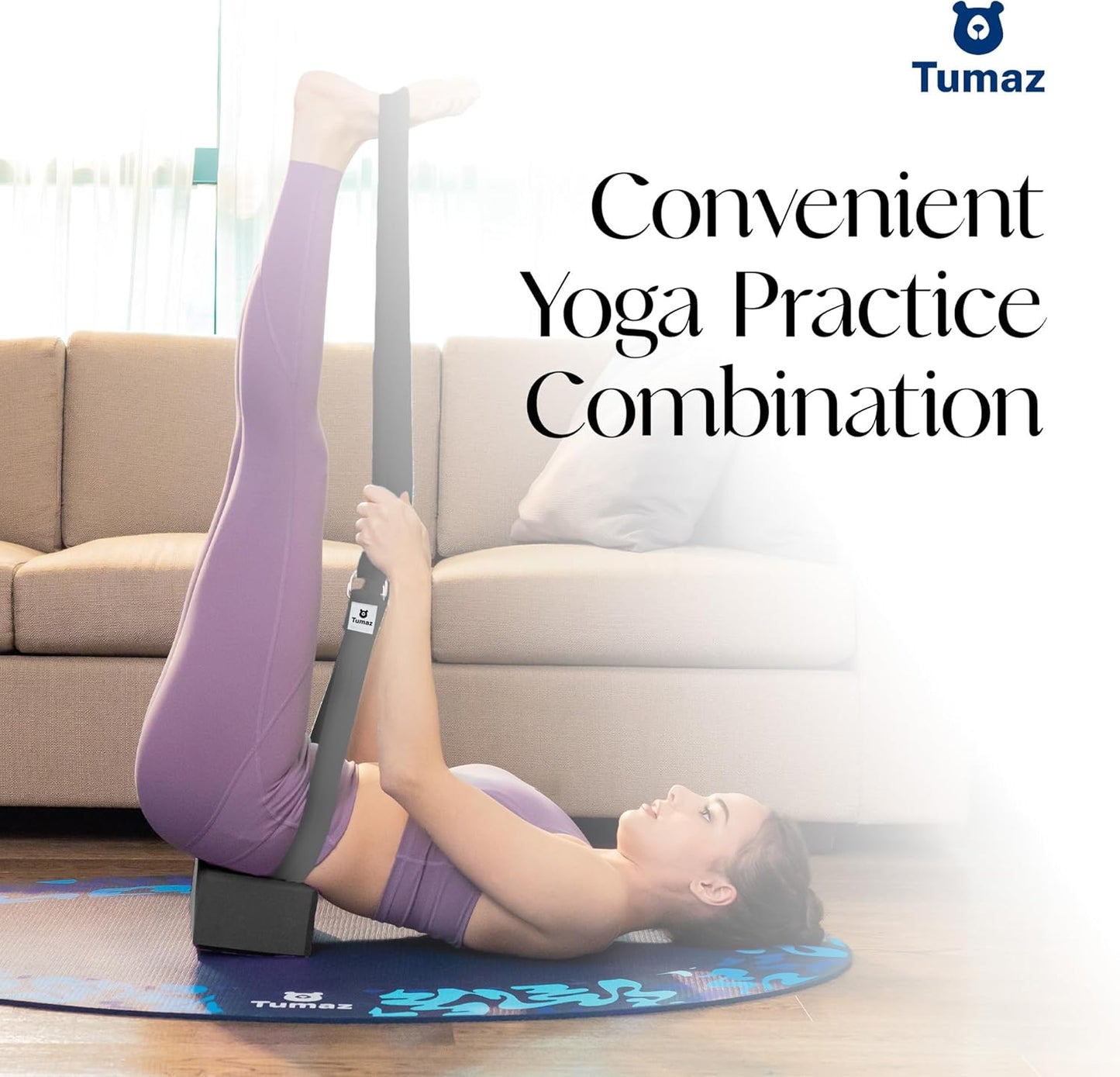Tumaz Non-Slip Yoga Blocks 2-Pack - High Density/Lightweight EVA Foam & Natural Cork for Stability, Premium Set with E-Book Included