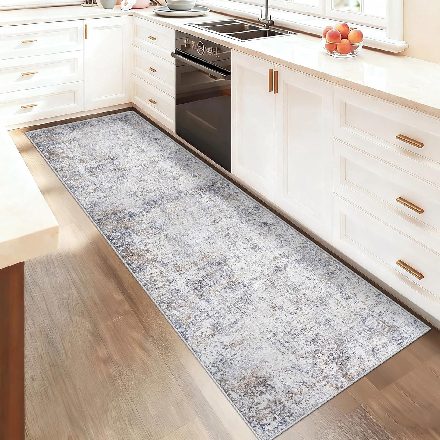 XLUEZ 8x10 Area Rugs for Living Room, Washable Modern Abstract Large Area Rug Neutral Soft Non Slip Kids Rug Stain Resistant Indoor Carpet for Bedroom Nursery Dining Children's Room(Blue, 8'x10')