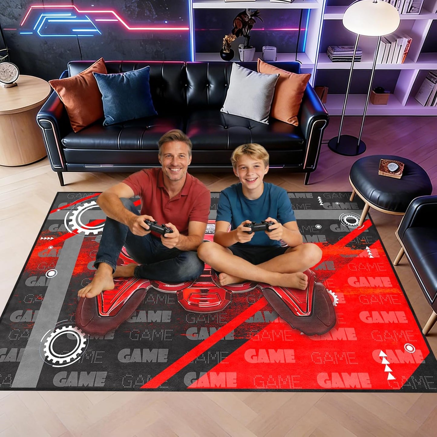 Game Controller Rugs for Bedroom Boys Living Room Gamer Gamepad Red Carpets Floor Mat Player Indoor Mats Gaming Art Design Home Decor Crystal Doormat Yoga Mats 3'x5'