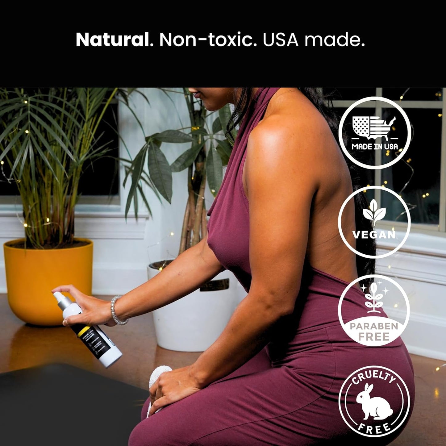 Yoga Mat Cleaner Spray – Spa-Like Scent | Eco-Friendly Formula | Neutralizes Sweat & Odor | Helps Protect Your Mat | 8 oz | Plant-Based, Made in USA | Body By Yoga
