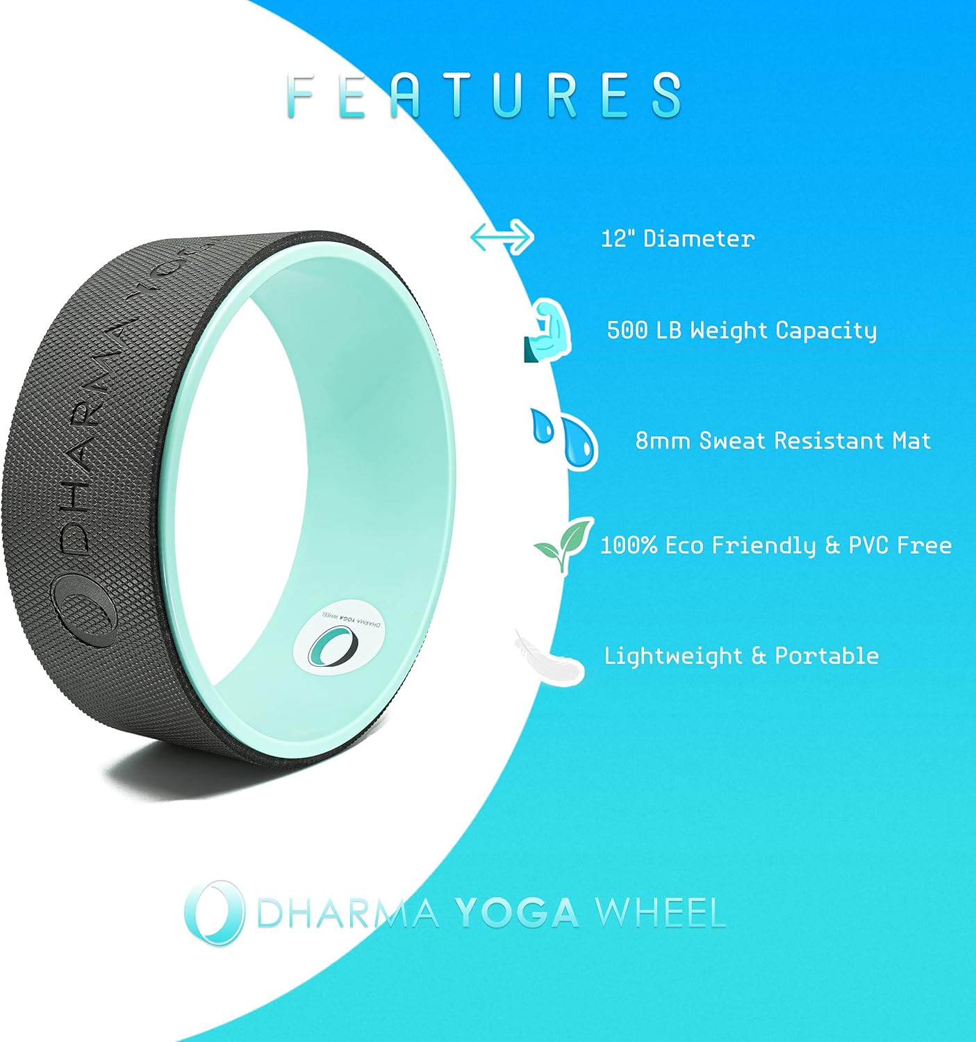 Dharma Yoga Wheel Basic - Spine Roller and Back Ring, Stretches Ligaments, Muscles with Foam Padding for Deeper Poses | Yogic Stretching and Alignment with Circle Design