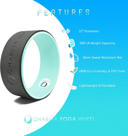 Dharma Yoga Wheel Basic - Spine Roller and Back Ring, Stretches Ligaments, Muscles with Foam Padding for Deeper Poses | Yogic Stretching and Alignment with Circle Design