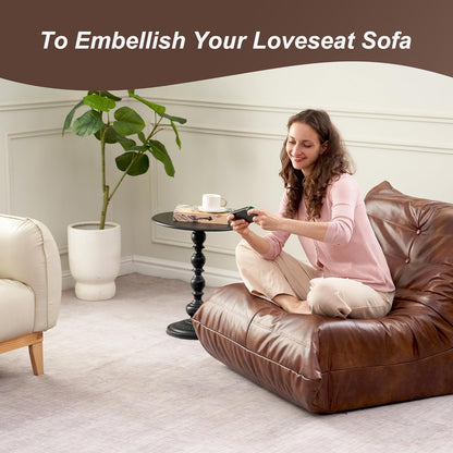 Hobestluk Giant Bean Bag Chair Lazy Floor Sofa, Memory Foam Fireside Sofa for Adults, Big Beanbag Faux Leather Armless Chair for Living Room Bedroom Dorm Office (Brown, Single)