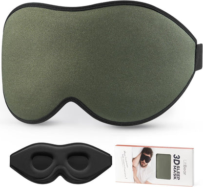 LitBear Sleep Mask for Side Sleeper Women Men, Eye Mask for Sleeping Light Blocking, 3D Contoured Cup Sleeping Mask, Soft Breathable Sleep Eye Mask with Adjustable Elastic Strap for Travel