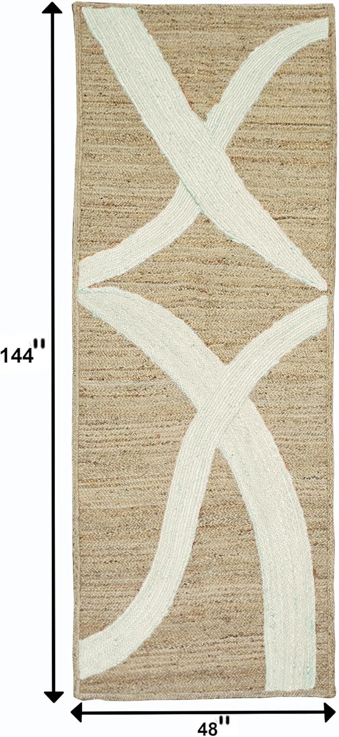 Premium Quality Jute Rug 4x6 Feet Area Rug Natural Fiber Jute Rugs Thick 0.27" Black Abstract Pattern Geometric Rugs for Kids Room, Living Room, Yoga Mat, Indoor Outdoor Carpet - Colors B