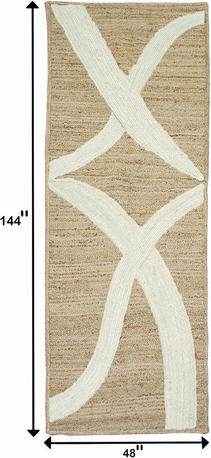 Premium Quality Jute Rug 4x6 Feet Area Rug Natural Fiber Jute Rugs Thick 0.27" Black Abstract Pattern Geometric Rugs for Kids Room, Living Room, Yoga Mat, Indoor Outdoor Carpet - Colors B
