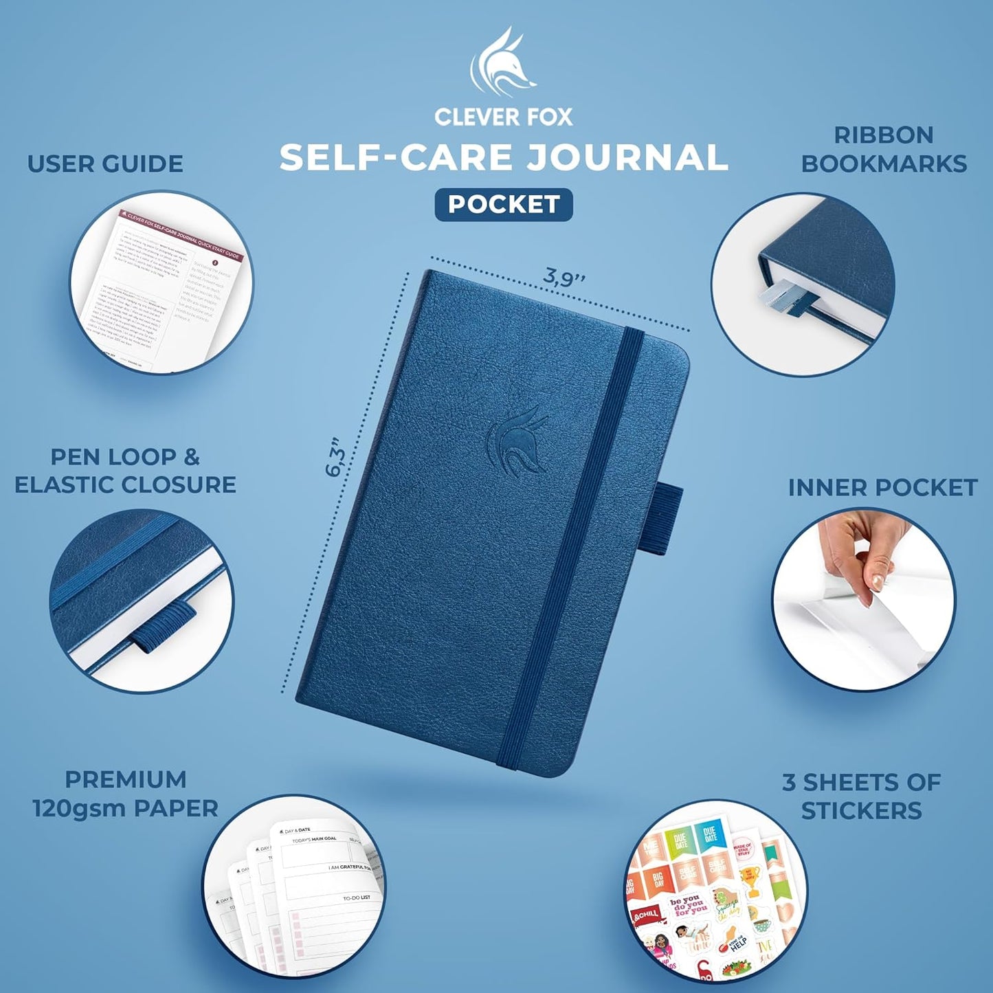Clever Fox Self-Care Journal – Daily Reflection Notebook – Mental Health & Personal Development Planner, Meditation & Mood Log, A5 (Turquoise)