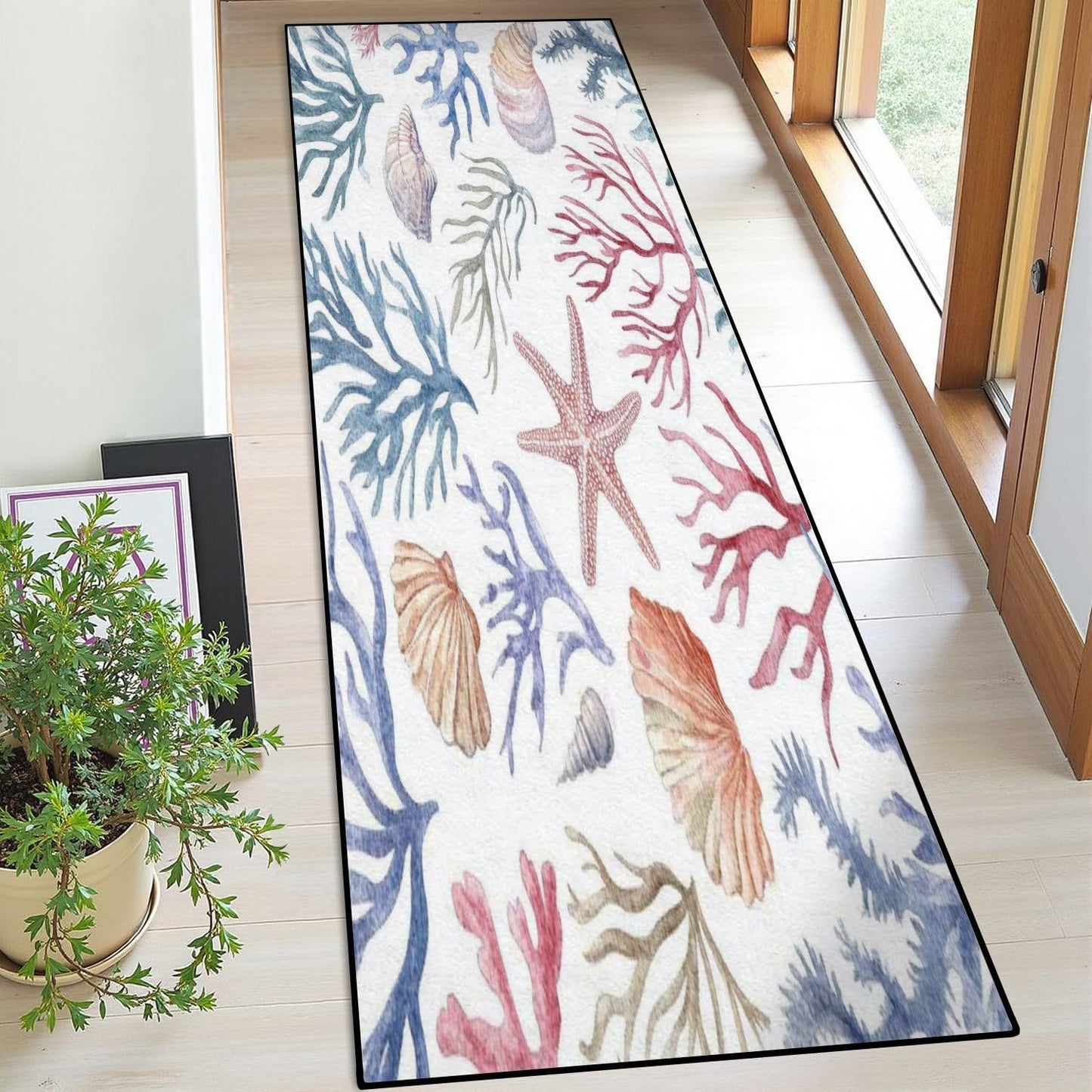 Runner Rug Washable 2x6 Seamless Pattern Fish Swimming Against Current Against Crowd Non-Slip Hallway Area Rug Indoor Outdoor Home Decor for Entryway Bathroom Kitchen Carpet Yoga Floor Mat