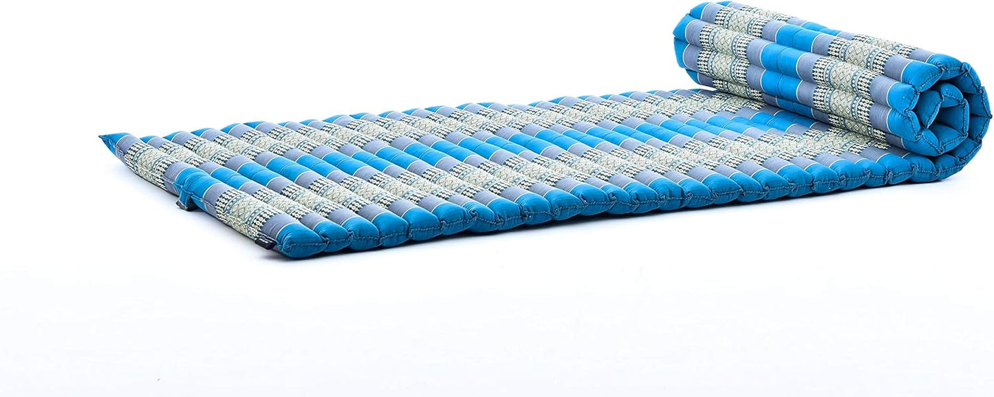 Leewadee - Kapok Roll Mat – Handcrafted Folding Sleep & Relaxation Mattress from Thailand, Ideal as Guest Bed, Camping Mat, Yoga Mat or Traditional Futon, 75 x 39 inches, Anthracite