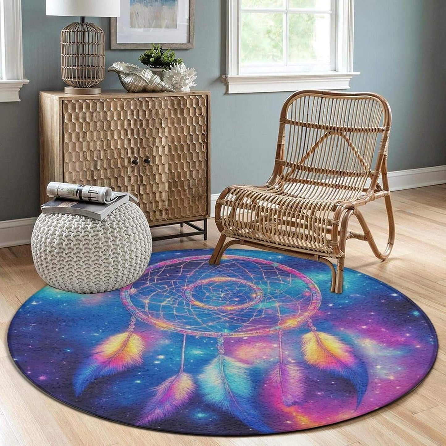 Room Sofa Yoga Soft Round Carpet, Home Decor Non Slip Kitchen Office Circle Rug, Machine Washable Modern Round Area Rug Beach Turtles, 60inch