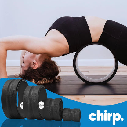Chirp Wheel Foam Roller – Targeted Back & Neck Relief, Lumbar Spine Stretcher, Spinal Decompression Back Stretcher, Massage Roller with Density Foam for Physical Therapy, Supports 500lbs, 4-Pack Black