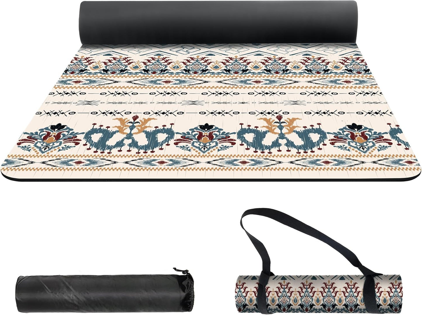nuveti Yoga Mat Print Extra Thick TPE Non Slip Fitness Exercise Mat with Carrying Bag,72"x24" Extra Thick 6MM Exercise & Workout Mat for Yoga, Pilates Fitness and Floor Exercises - Colors A