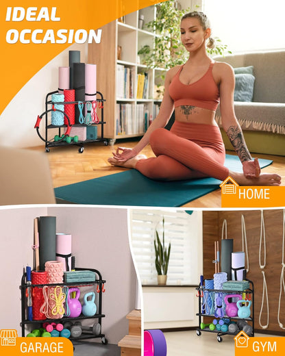 PLKOW Weight Rack for Dumbbells, Home Gym Storage for Dumbbells Yoga Mat Kettlebells, Yoga Mat Storage Rack for Garage, Home Gym