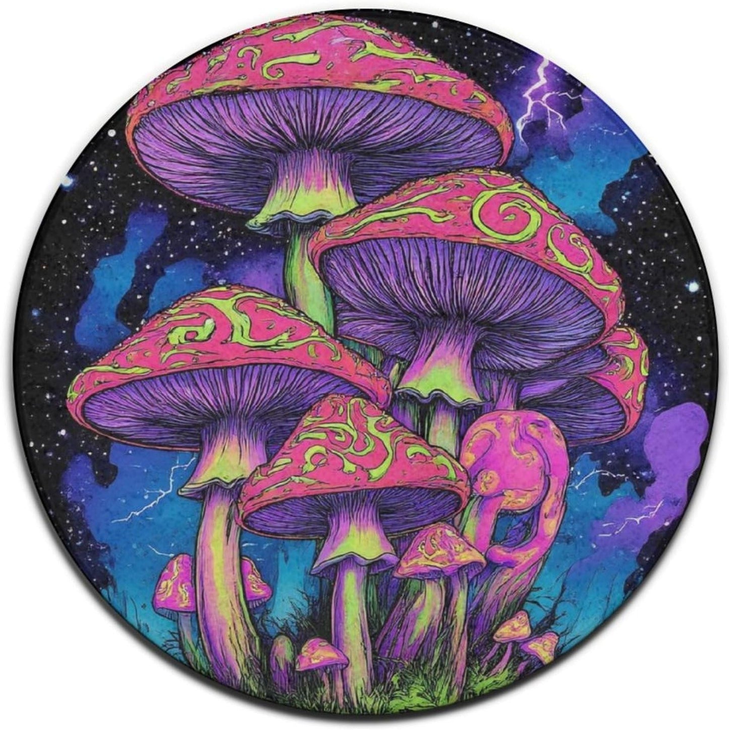 Home Decor Non Slip Kitchen Office Circle Rug, Machine Washable Modern Round Area Rug, Room Sofa Yoga Soft Round Carpet Purple Galaxy Trippy Space Astronaut Art, 36inch