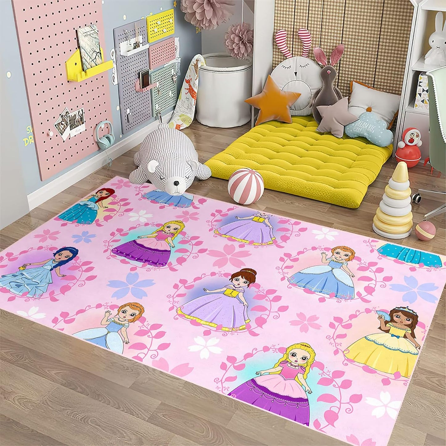 Black Girl Area Rug for Bedroom African Black Girls Floor Rugs for Living Room Playroom Cartoon Art Home Decor Soft Yoga Mats for Women Afro Purple 47" x 31" (2.7 x 3 Feet)
