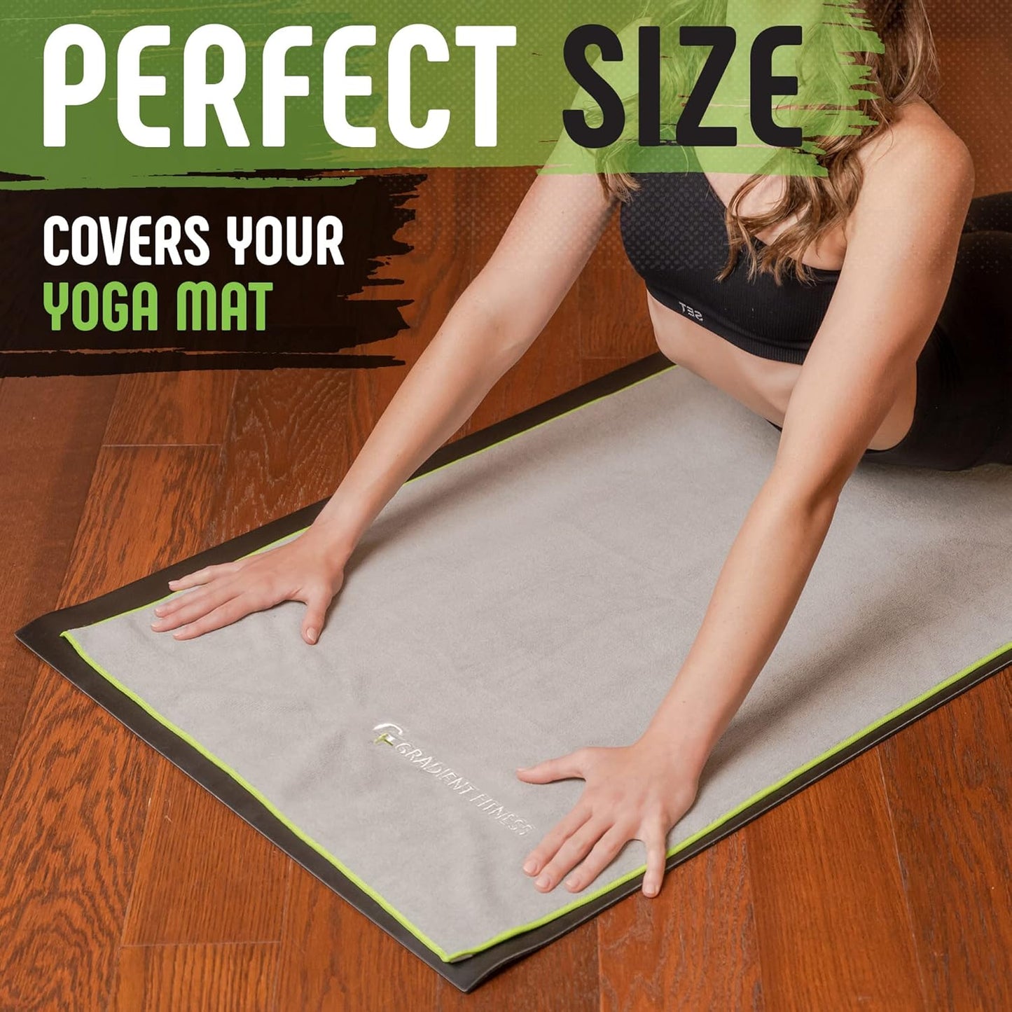 Gradient Fitness Yoga Towel for Yoga Mat, Non Slip Hot Yoga Towel, Manduka Yoga Towel, Hot Yoga Mat Towel, Yoga Mat Cover, Yoga Toes Towel, Washable Yoga Mat, Nonslip Yoga Towel, Microfiber Towels