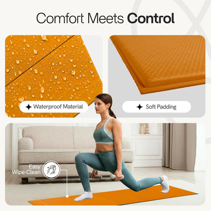 Folding Yoga Mat, TPE Folding Yoga Mat, Foldable Exercise Mat for Yoga, Pilates, Floor Workouts, Compact Design, Travel Friendly, Ideal for Home & Gym, Knee pad, Kneeling pad, No Roll Mat