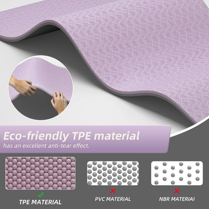 Extra Thick 12mm TPE Exercise Yoga Mat with Strap, 72"L x 24.8"W Non-slip Workout Mat for gymnastics, Pilates, Home, Workout, Gym Floor Fitness