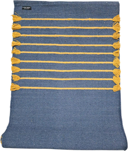 Indian Handmade100 % Organic Anti Skid Multi Colour Cotton Yoga Mat - Eco-Friendly Hand-Woven Rug - Non-Slip & Thick (24”x72”x5mm) for Hot yoga & Everyday Fitness at Home - Comfortable & Foldable Extra-Long Mat