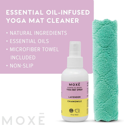 MOXE Yoga Mat Cleaner, Green America Certified, Rosemary and Lemon Essential Oils, Safe for All Mats and Exercise Equipment, 4 Oz (1 Pack)