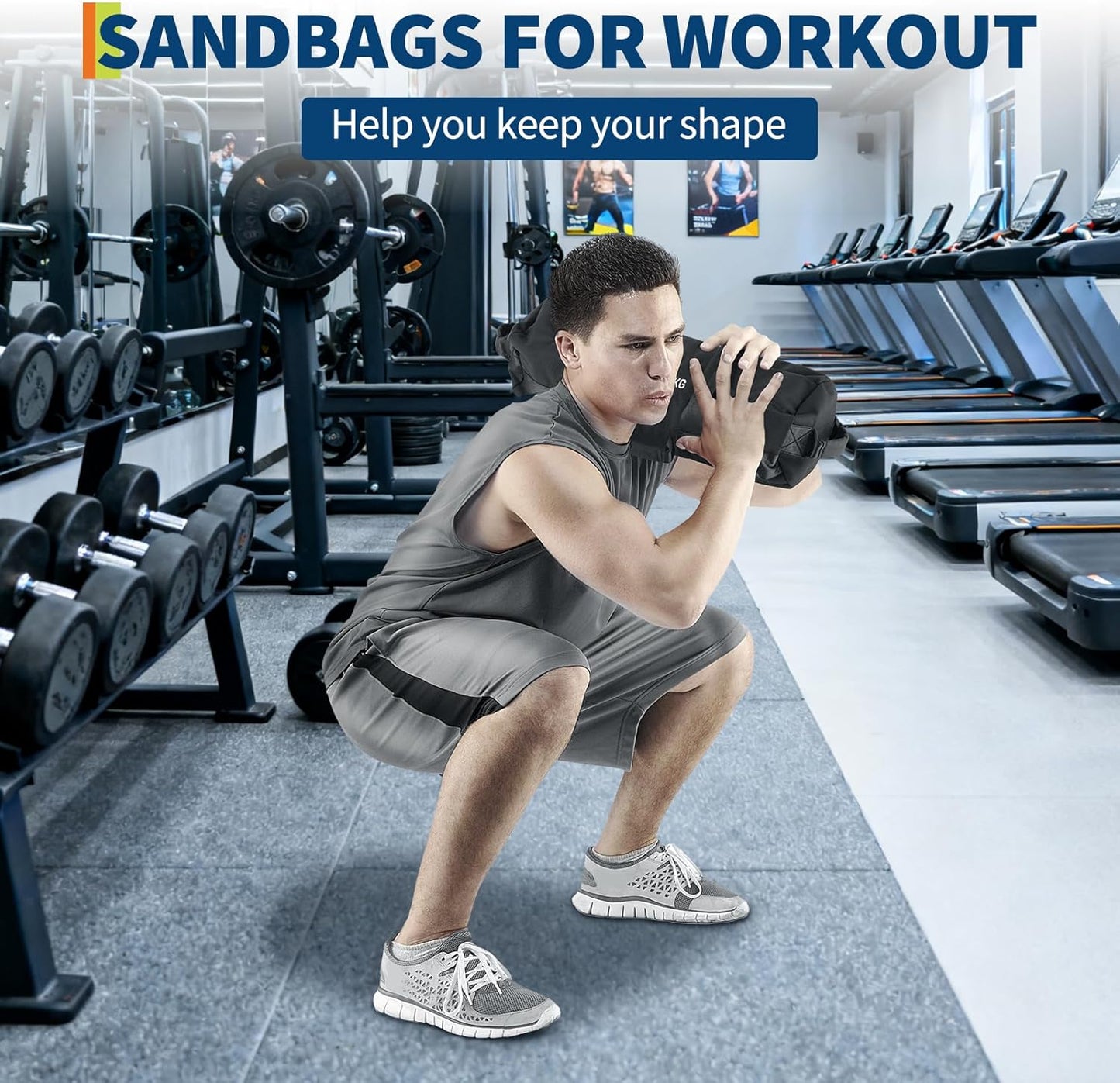 Adjustable Heavy-Duty Sandbag Set for Strength Training & Yoga – Durable Multi-Handle Fitness Equipment – Versatile Full-Body Workout – Includes Unfilled Inner Bag