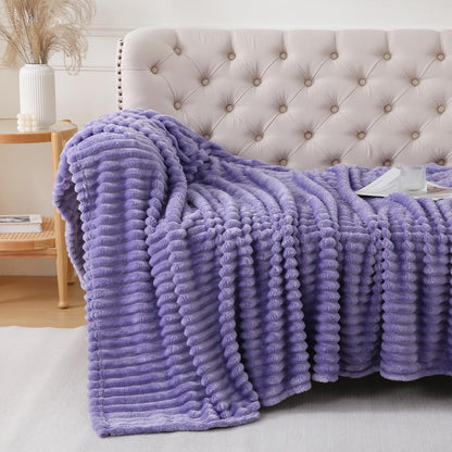 Khaki Throw Blanket for Couch Sofa 50x60 inches Striped Fleece Blankets Room Home Decor Lightweight Plush Soft Cozy Gifts for Women Mom Girls