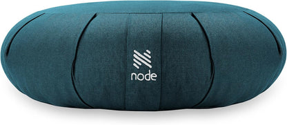 Zafu Meditation Cushion, 15" Round Buckwheat Yoga Pillow with Organic Cotton Cover - Teal