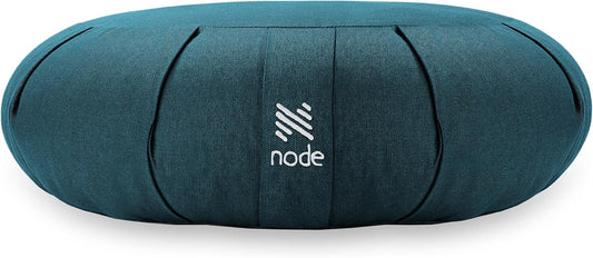 Zafu Meditation Cushion, 15" Round Buckwheat Yoga Pillow with Organic Cotton Cover - Teal