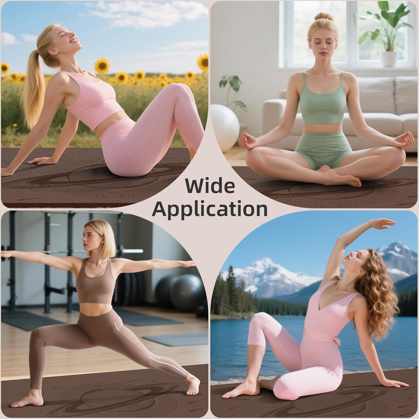 Extra Wide Yoga Mat, 72"x40"x0.4"Thick, Large Exercise Mat, Oversized Non Slip Workout Mat with Strap for Yoga, Pilates, Fitness, Home Gym Studio