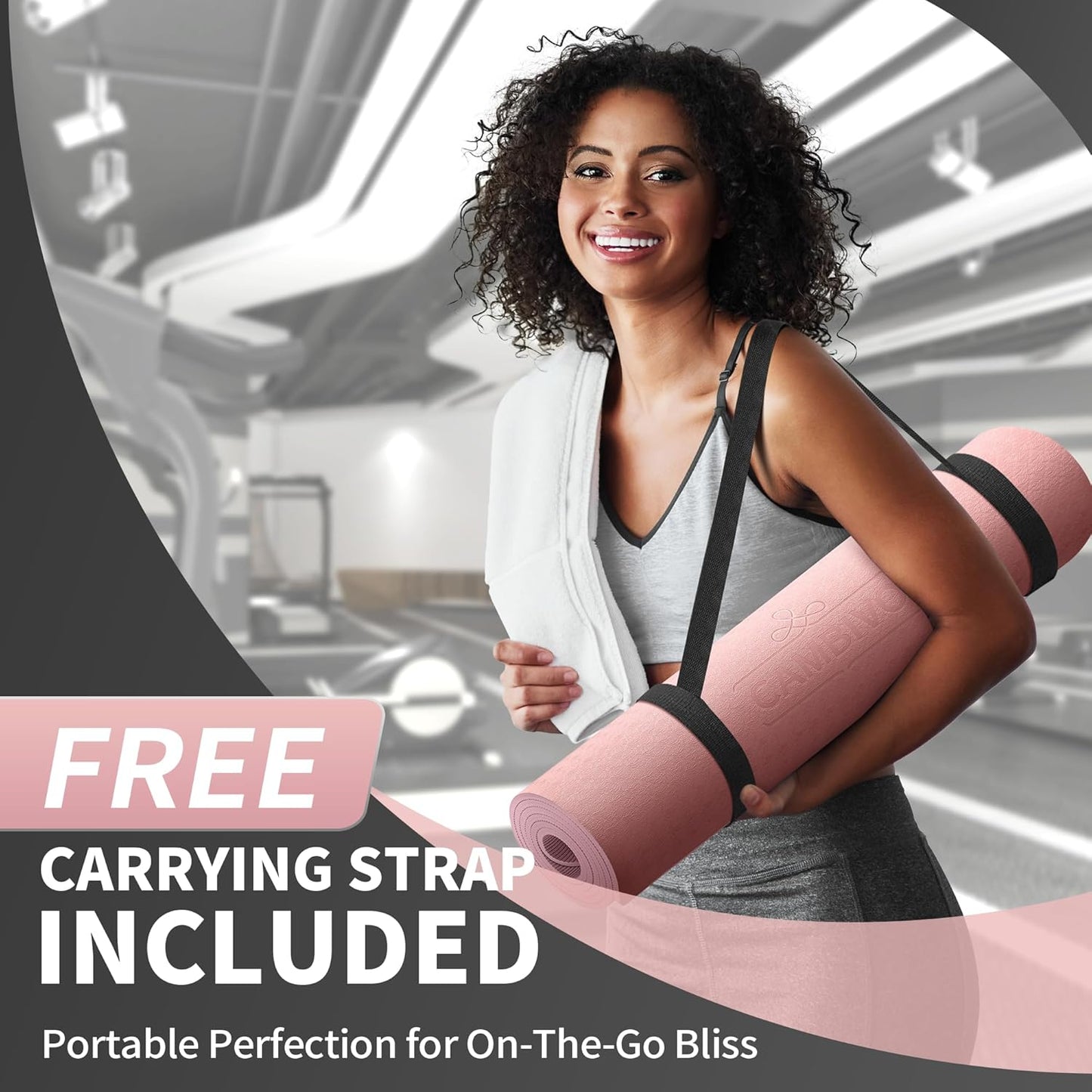 CAMBIVO Yoga Mat for Women Men Kids, 1/3 & 1/4 & 2/5 Inch Extra Thick Yoga Mat Non Slip, 72" x 24" TPE Yoga Mats, Workout Mat with Carrying Strap for Yoga, Pilates and Floor Exercises