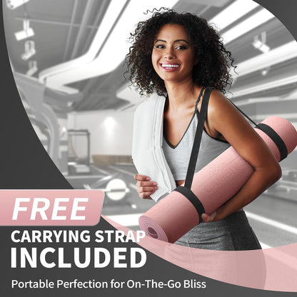 CAMBIVO Yoga Mat for Women Men Kids, 1/3 & 1/4 & 2/5 Inch Extra Thick Yoga Mat Non Slip, 72" x 24" TPE Yoga Mats, Workout Mat with Carrying Strap for Yoga, Pilates and Floor Exercises