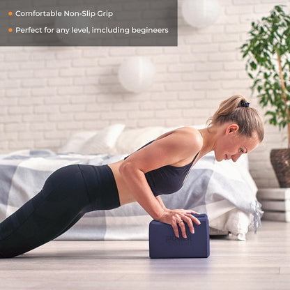 Power Systems Yoga Block | Commercial Grade Foam, Lightweight, Durable Ergonomic Support for Home and Studio Use | Yoga, Pilates, Meditation, Flexibility, and Balance with Textured Non-Slip Grip and Smooth Edges