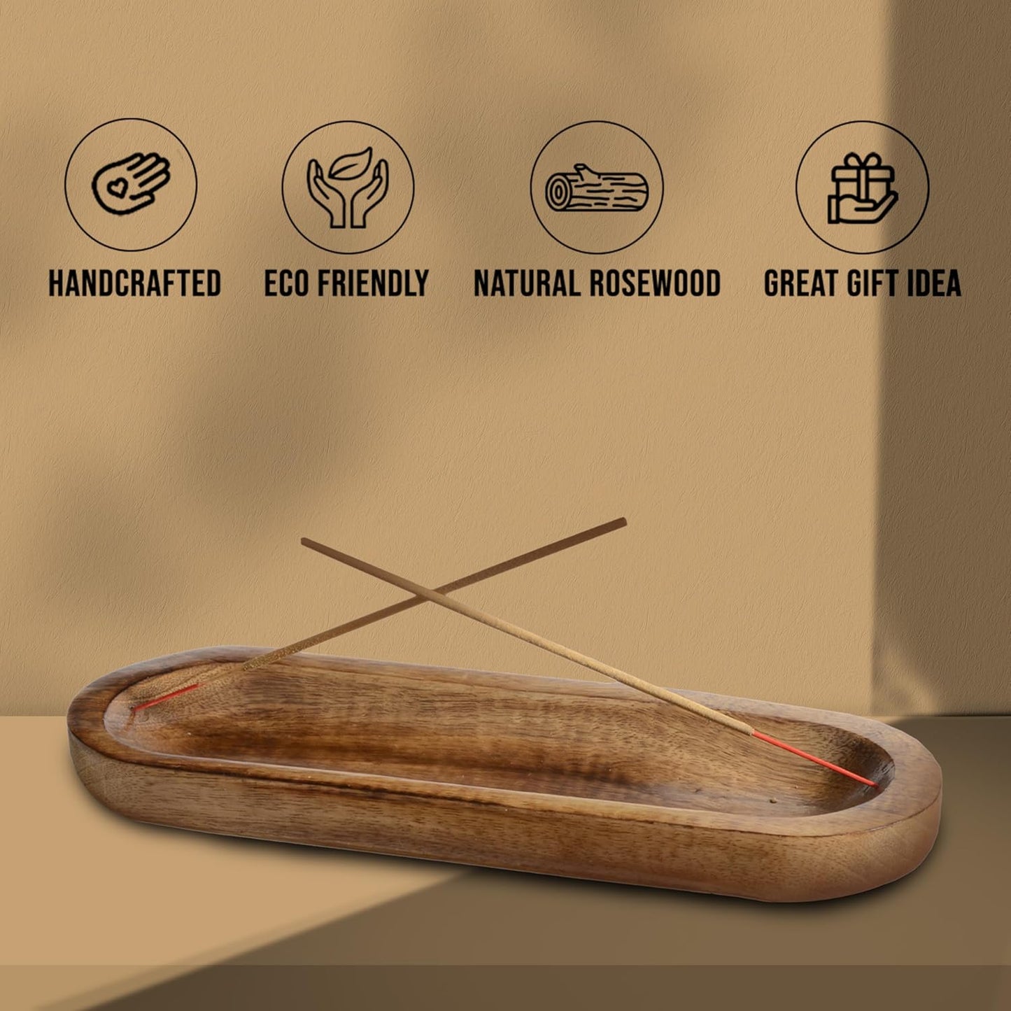 raajsee Wooden Brown Incense Holder -Incense Burner Holder –Ash Catcher - Incense Stick Holder - Meditation & Yoga - Great Gift for Any Occasion Size 11x4 inch