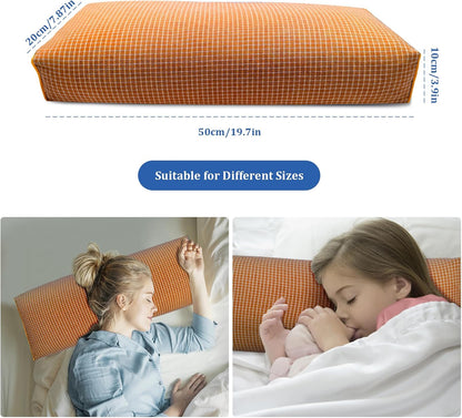 Adjustable Buckwheat Hull Pillow for Neck Pain Relief (21x8x4in) Natural Cooling Cervical Support Organic Pillow for Side & Back Sleepers with Night Sweats (Grey)