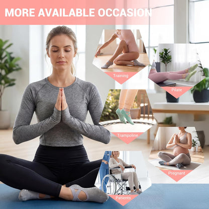 ihuan 6 Pairs Pilates Socks for women, Non-Slip Yoga Socks With Grip&Strap for Dance Barre Ballet Fitness Workout（5-9）