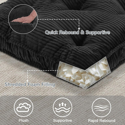 Meditation Floor Cushion, 22x22 Tufted Floor Pillow for Adults, Square Large Meditation Cushion Pillow, Green Corduroy Sitting with Handle, Yoga Seating for Tatami, 1Pack