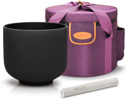 TOPFUND F Note Crystal Singing Bowl 10 inch Heart Chakra with Heavy Duty Carrying Case and Suede Mallet