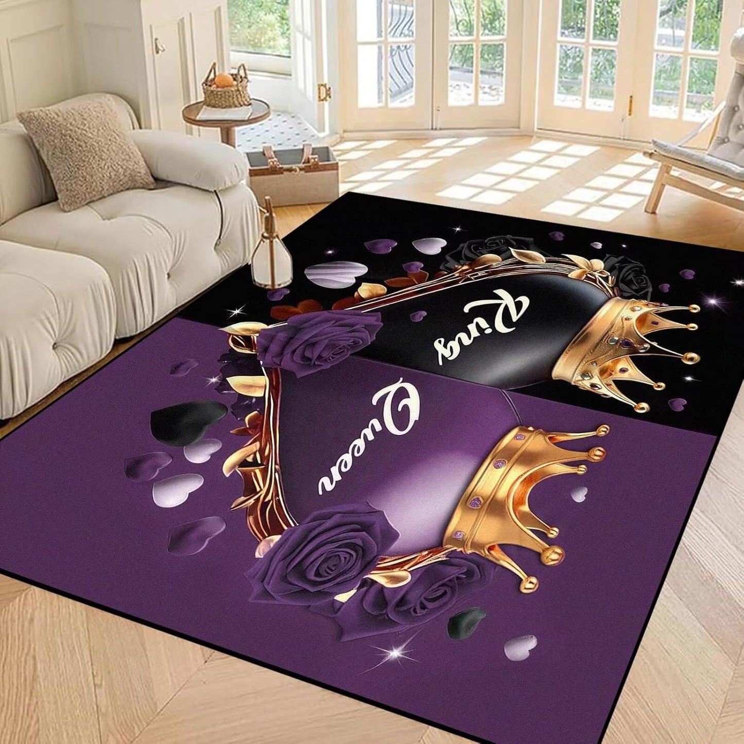 5' X 7' Queen and King Rug Black Grey Area Rugs Dining Living Room Bedroom Kitchen Office Yoga Room Washable Floor Mat Doormats Throw Rug Carpet Room Decor