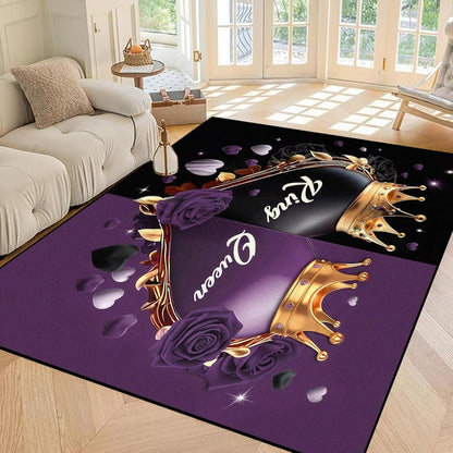 5' X 7' Queen and King Rug Black Grey Area Rugs Dining Living Room Bedroom Kitchen Office Yoga Room Washable Floor Mat Doormats Throw Rug Carpet Room Decor